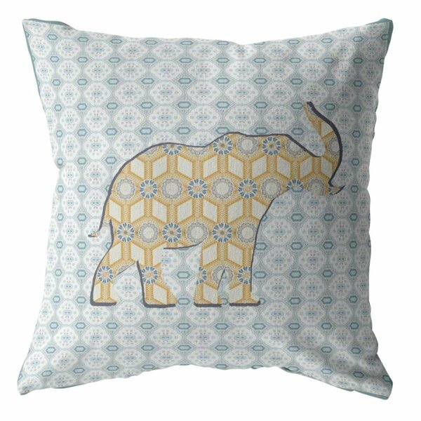 Homeroots 26 in. Elephant Indoor & Outdoor Throw Pillow Yellow & Light Blue 412534